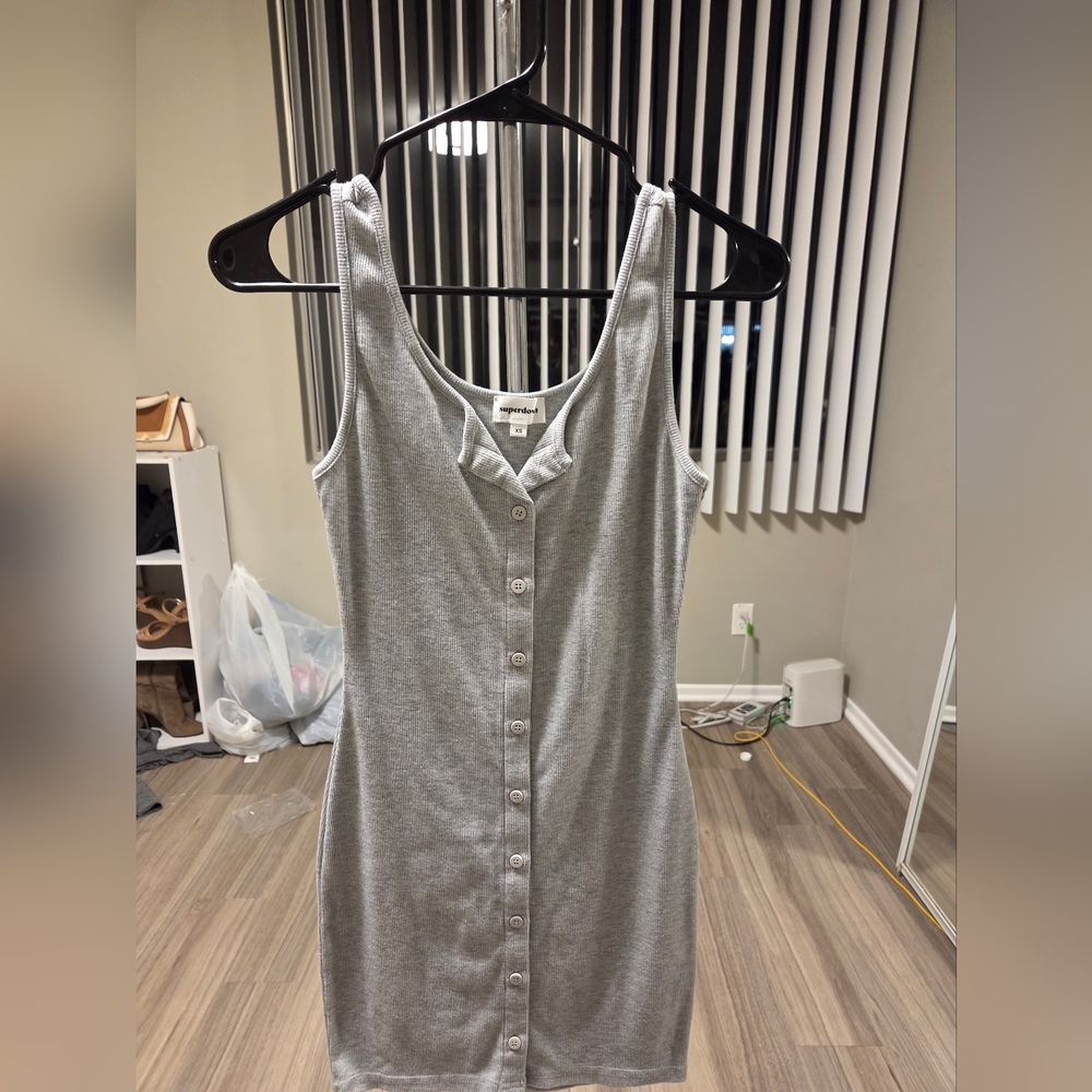 Gray Button-Down Sleeveless Dress